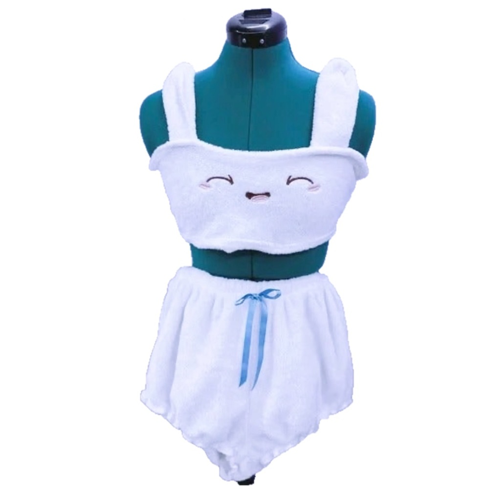 Bunny Embroidery 3D Ear Tube Top & Shorts PJ Set - S